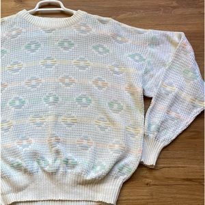 Preppy Grandpa Vintage London Fog Pullover Pastel 3D Design Size Large